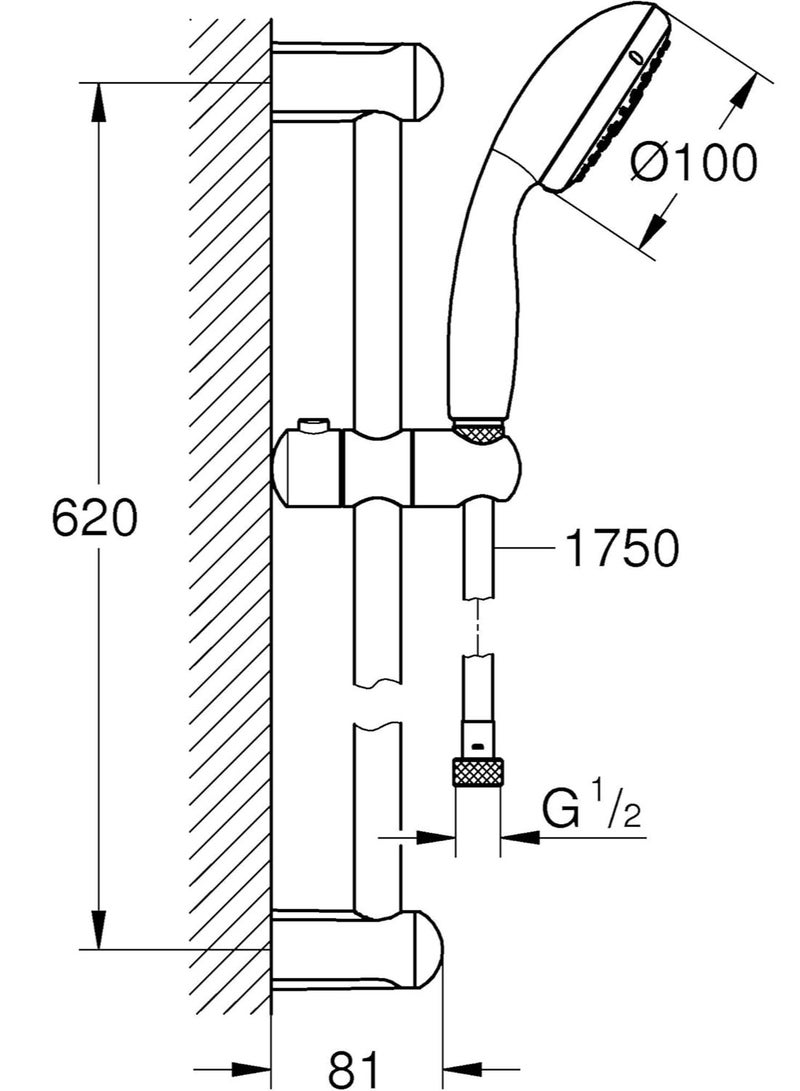 جروهي مجموعة تيمبيستا 100 طقم رشاش دش 3 بخاخات من جروهي، 2764400D - Image 3