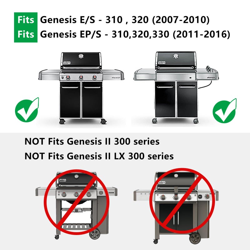 Hongso 19.5" Cast Iron Cooking Grid Grates 7524 7528 Grill Replacement Parts for Weber Genesis 3 burner 300 Series E310 E320 E330 S310 S320 S330 EP310 EP320 EP330 Gas Models (19.5" x 12.9" Each) 2 PC - Image 2