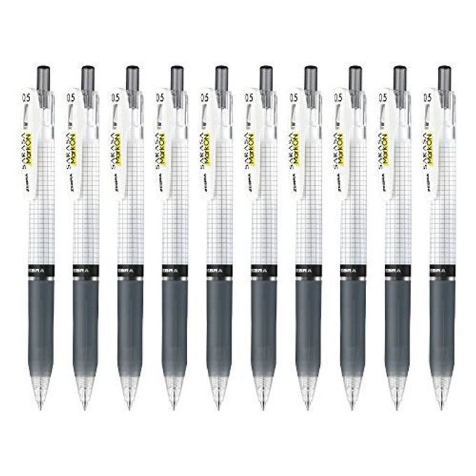 Zebra Pen Zebra B-Jj77-Bk Sarasa Mark On Gel Ballpoint Pen, 0.5, Black, 10 Pens - Image 1