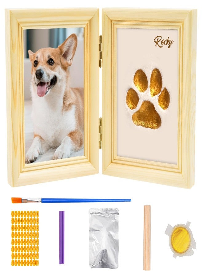 Avont Paw Print Kit with Picture Frame and Imprint Clay, Pawprints Impression Keepsake for Dogs Cats, Memorial Desk Display for Pets -Natural - Image 1