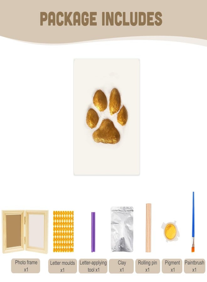 Avont Paw Print Kit with Picture Frame and Imprint Clay, Pawprints Impression Keepsake for Dogs Cats, Memorial Desk Display for Pets -Natural - Image 5
