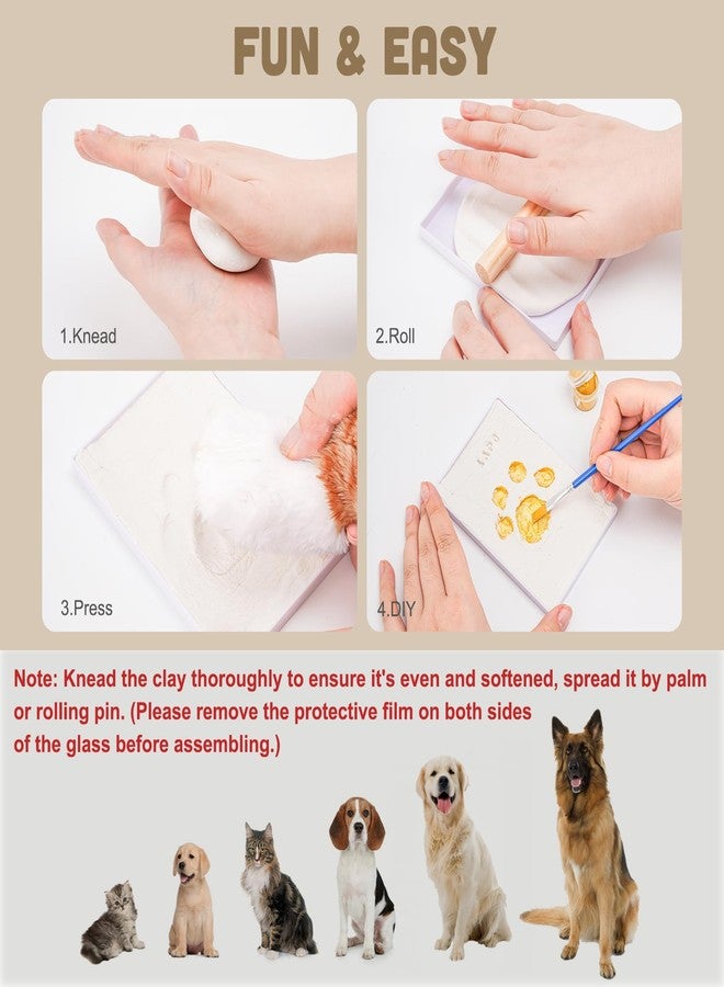 Avont Paw Print Kit with Picture Frame and Imprint Clay, Pawprints Impression Keepsake for Dogs Cats, Memorial Desk Display for Pets -Natural - Image 2