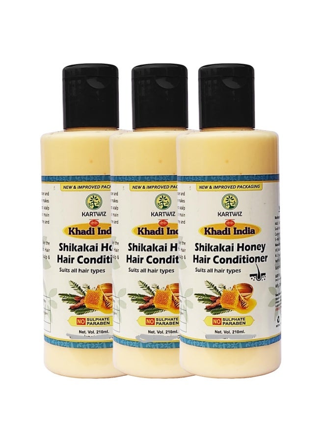 KARTWIZ Shikakai & Honey Conditioner (SLS & Paraben Free) 630ml(3 pack, 210ml each) - Image 1