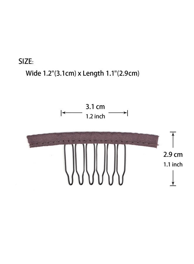 YTBYT YTBYT 24 Pcs Wig Combs to Secure Wig 6-Teeth Wig Comb Wig Clips with Cloth for Making Wig Caps Wigs (Brown) - Image 3