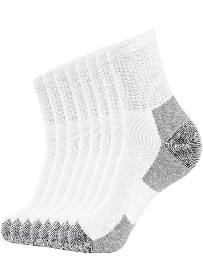 WANDER Men's Athletic Ankle Socks 3-8 Pairs Thick Cushion Running Socks for Men&Women Cotton Socks 7-9/9-12/12-15 (8 Pair A0-white, M) - Image 1