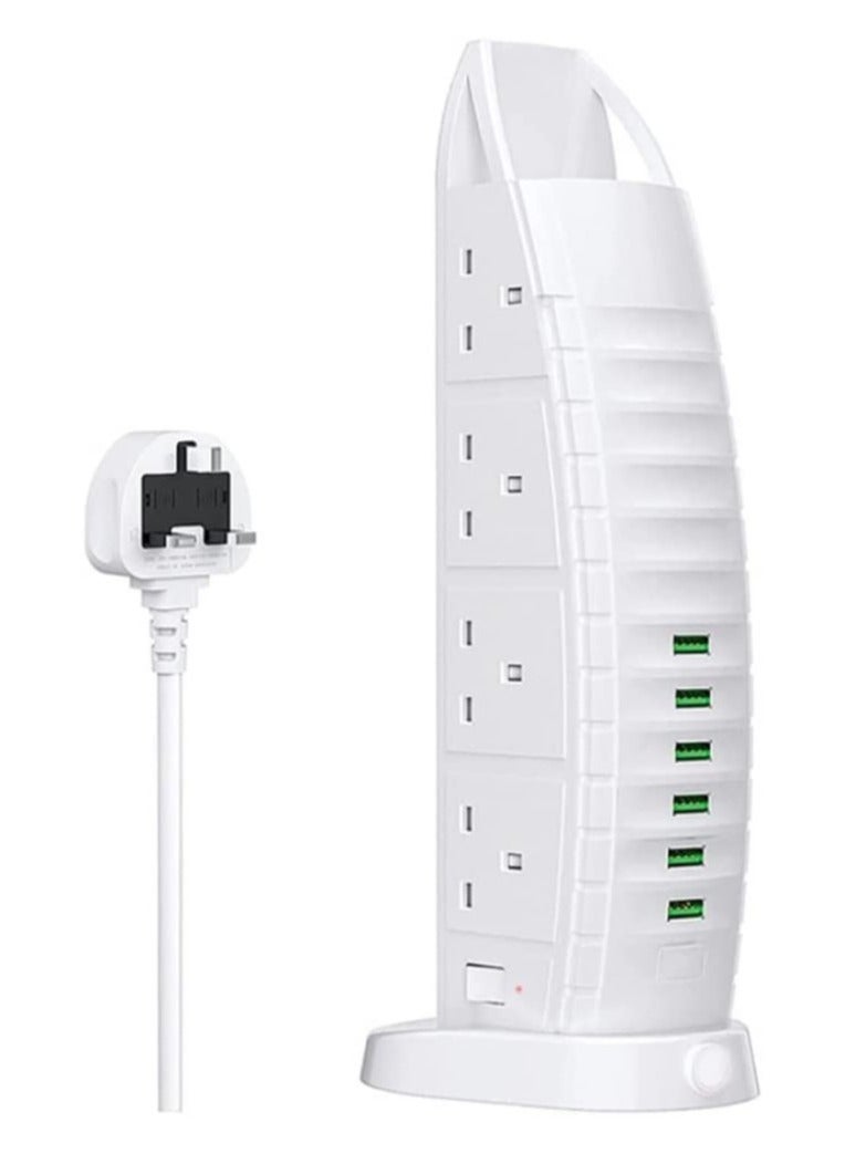 ELTRAZONE 8 Way Stylish Power Extension Cord, 6 USB Fast Charging Ports, Burj Al Arab Power Socket, 2 Meters Cable Multiple Protection System 3000W - Image 1