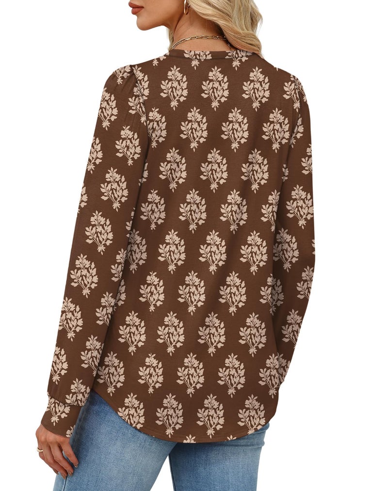 Alaroo Long Sleeve Shirts Tunic Boho Tops for Women Fall Fashion Basic Crewneck Sweatshirts Trendy Clothes Print 44 XL - Image 5