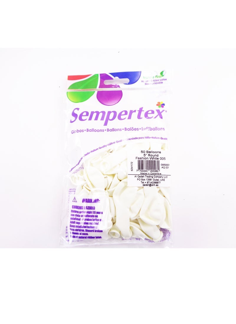 Sempertex Round 5" Latex Balloons, White - 50 Pieces for home decoration and party fun - Image 3
