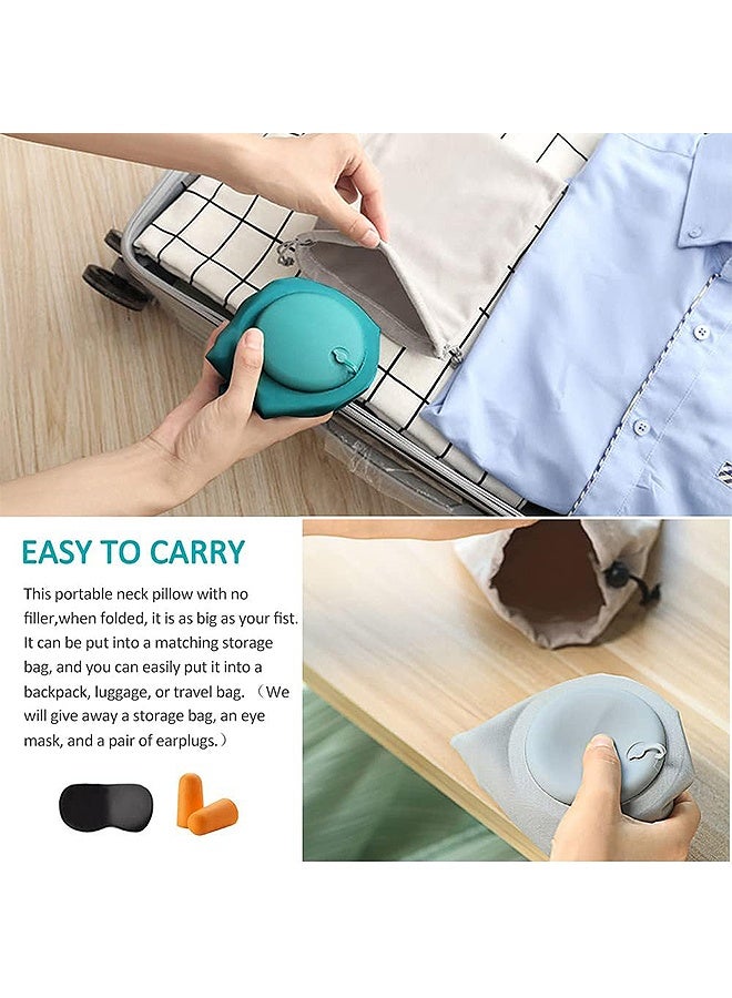 إم إكس إن وسادة العنق القابلة للنفخ، وسادة قابلة للنفخ على شكل حرف U، مع قناع العين، سدادة الأذن وحمل كيس للطائرات المسافرة - Image 5
