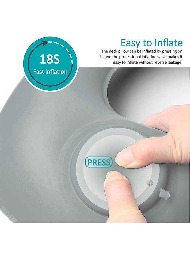 إم إكس إن وسادة العنق القابلة للنفخ، وسادة قابلة للنفخ على شكل حرف U، مع قناع العين، سدادة الأذن وحمل كيس للطائرات المسافرة - Image 4