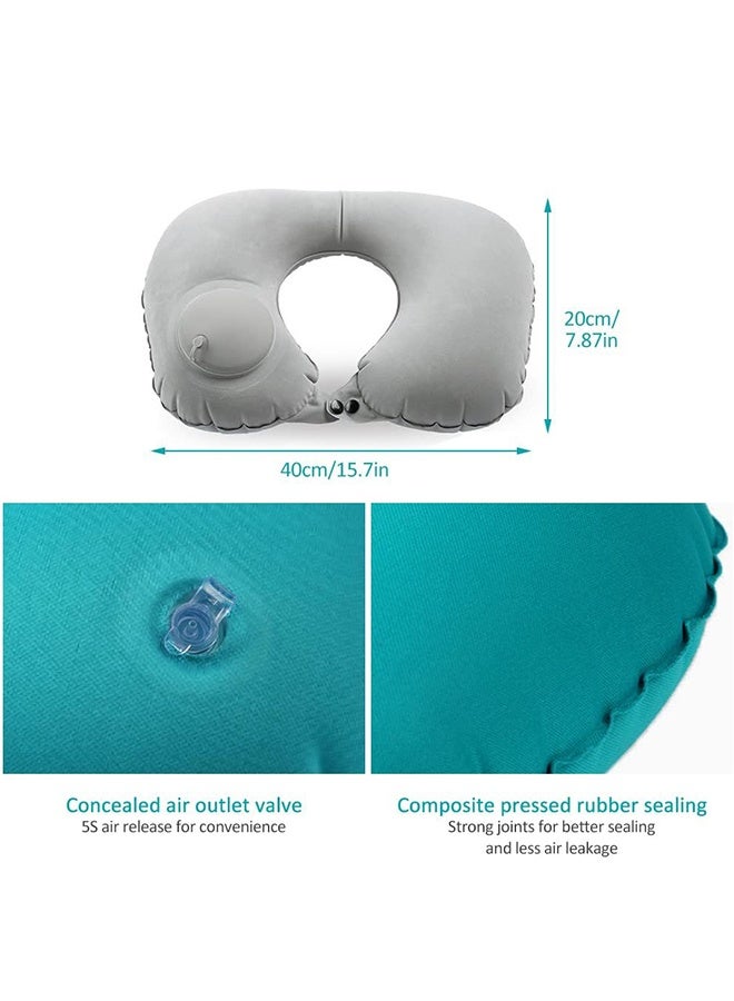 إم إكس إن وسادة العنق القابلة للنفخ، وسادة قابلة للنفخ على شكل حرف U، مع قناع العين، سدادة الأذن وحمل كيس للطائرات المسافرة - Image 2