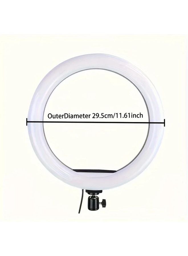 12 بوصة حلقة ضوء LED مع حامل ثلاثي قابل للتعديل 110 سم طاقة USB للبث المباشر - Image 4