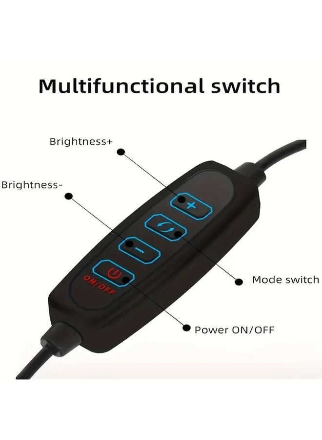 12 بوصة حلقة ضوء LED مع حامل ثلاثي قابل للتعديل 110 سم طاقة USB للبث المباشر - Image 3