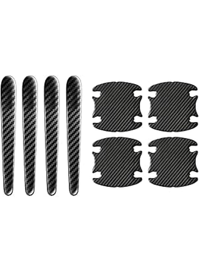8pcs Carbon Fiber Car Door Handle Protective Stickers Scratch Protector Film - Image 1