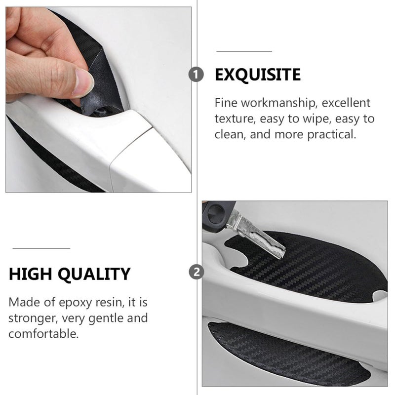 8pcs Carbon Fiber Car Door Handle Protective Stickers Scratch Protector Film - Image 3