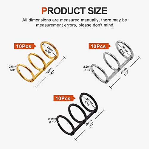 Tanstic 30pcs 3 Ring Metal Loose Leaf Binders - 3/4'' Inner Diameter Metal Ring Books for DIY Travel Diary, Photo Album Notebook - Image 2