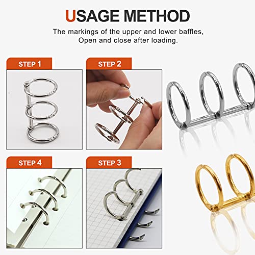 Tanstic 30pcs 3 Ring Metal Loose Leaf Binders - 3/4'' Inner Diameter Metal Ring Books for DIY Travel Diary, Photo Album Notebook - Image 3