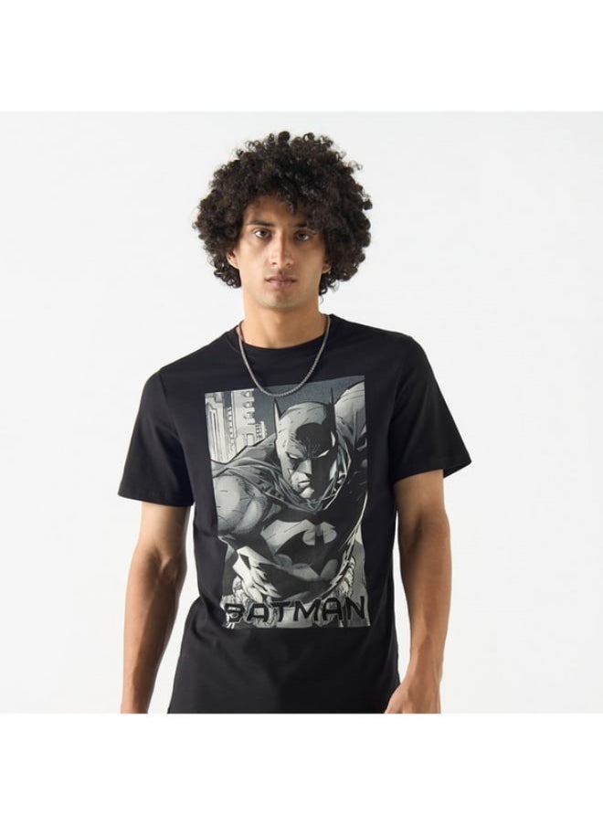 SP Characters Batman Print Crew Neck T-shirt with Short Sleeves  - Image 2