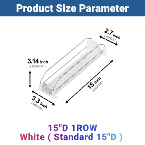 JUNMEI Drink Organizer for Mini Fridge,12oz 16oz 20oz - Soda Can Dispenser for Refrigerator,Width Adjustable,Automatic Pusher Glide (White (Mini 12.2" D), 12.2" D 4ROW, Holds 16 Cans) - Image 2