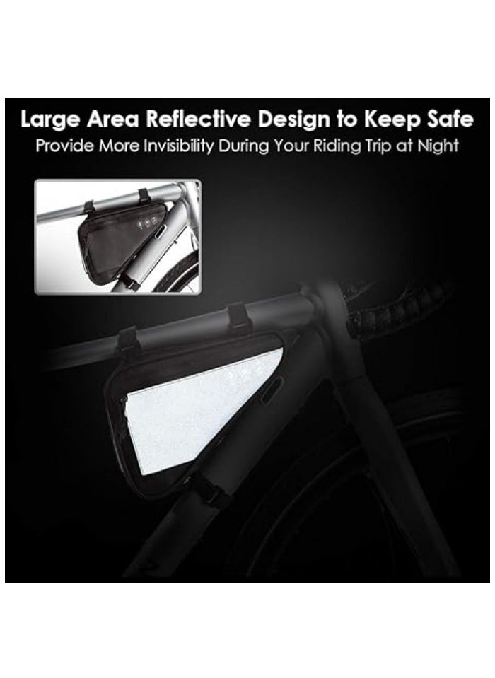 Generic Bike Frame Storage Bag, Water Resistant Reflective Bicycle Triangle Bag with Two Side Pockets, Strap-On Under Seat Tool Accessories Pouch for Mountain Road Bike Trip  - Image 5