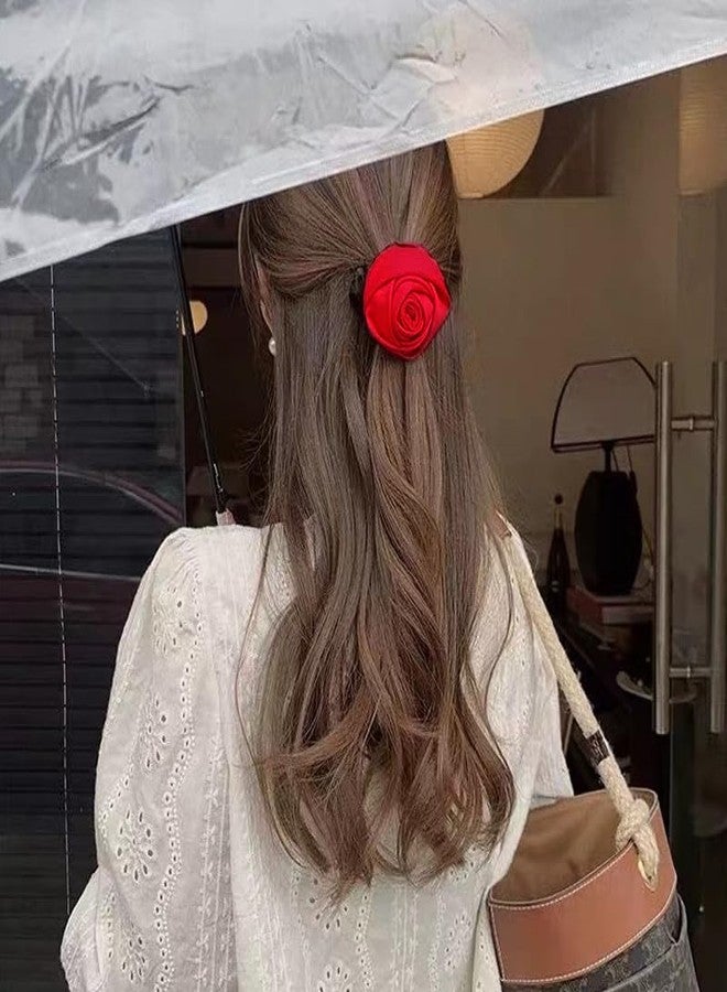 Sisadodo Rose Hair Ties for Women Girls Rose Satin Scrunchies for Thick Hair Accessories for Women Elastic Ponytail Holder for Girls Womens Rose Flower Hair Rope for Girls Satin Hair Scrunchies - Image 4