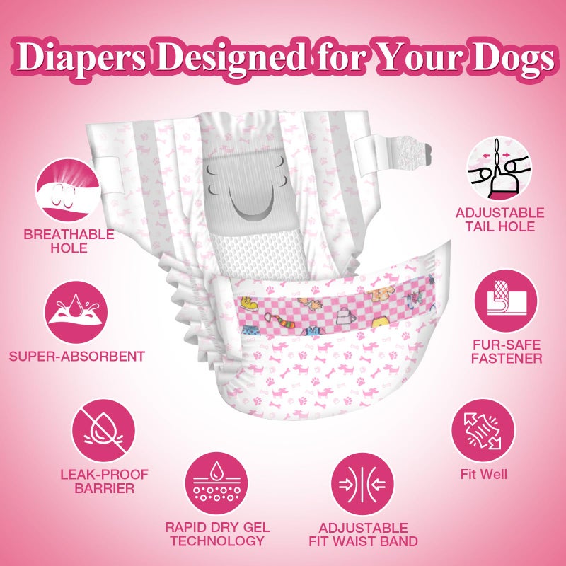 Dono Disposable Dog Diapers Female, Super Absorbent Doggie Diaper, Rapid-Dry Gel Technology Puppy Diapers, Leak-Proof Fit for Cat Doggy in Heat, Excitable Urination, Incontinence, XX-Small - Image 2