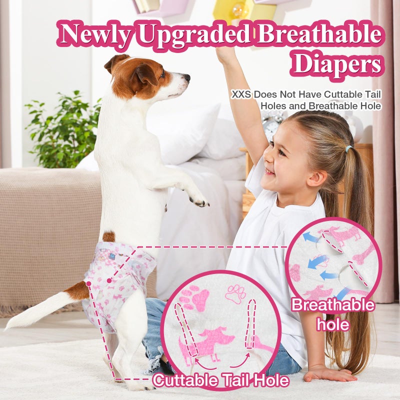Dono Disposable Dog Diapers Female, Super Absorbent Doggie Diaper, Rapid-Dry Gel Technology Puppy Diapers, Leak-Proof Fit for Cat Doggy in Heat, Excitable Urination, Incontinence, XX-Small - Image 4
