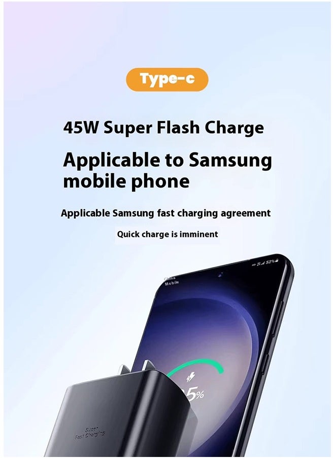45W USB C Super Fast Charging Charger with 1 m Cable - Compatible with S24 S23 S22 S21 S20 Ultra, S24+ S23+ S22+ S21+, A53, A15, A 55, A54 - Type C Power Adapter