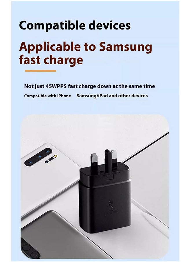 45W USB C Super Fast Charging Charger with 1 m Cable - Compatible with S24 S23 S22 S21 S20 Ultra, S24+ S23+ S22+ S21+, A53, A15, A 55, A54 - Type C Power Adapter