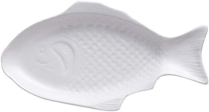 Cabilock Ceramic Fish Shaped Plate Appetizer Serving Tray Platter Creative Japanese Snack Storage Dish Tray for Restaurants Home 11 Inches White - Image 1