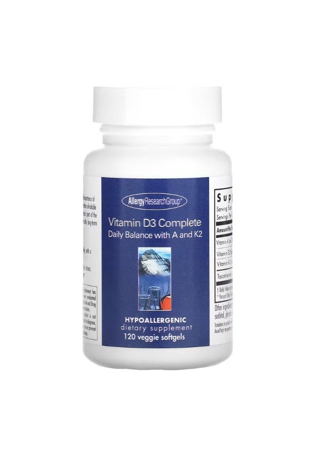 Allergy Research Group - Vitamin D3 Complete 120 Veggie Softgels - Image 1