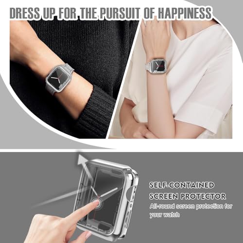 top4cus 41mm Case Soft Flexible Lightweight Anti-Scratch Overall Protective 41mm Iwatch Waterproof Cover Case Shiny Workout Shockproof Bumper Compatible with Apple Watch Series 9/8/7 -Silver - Image 3