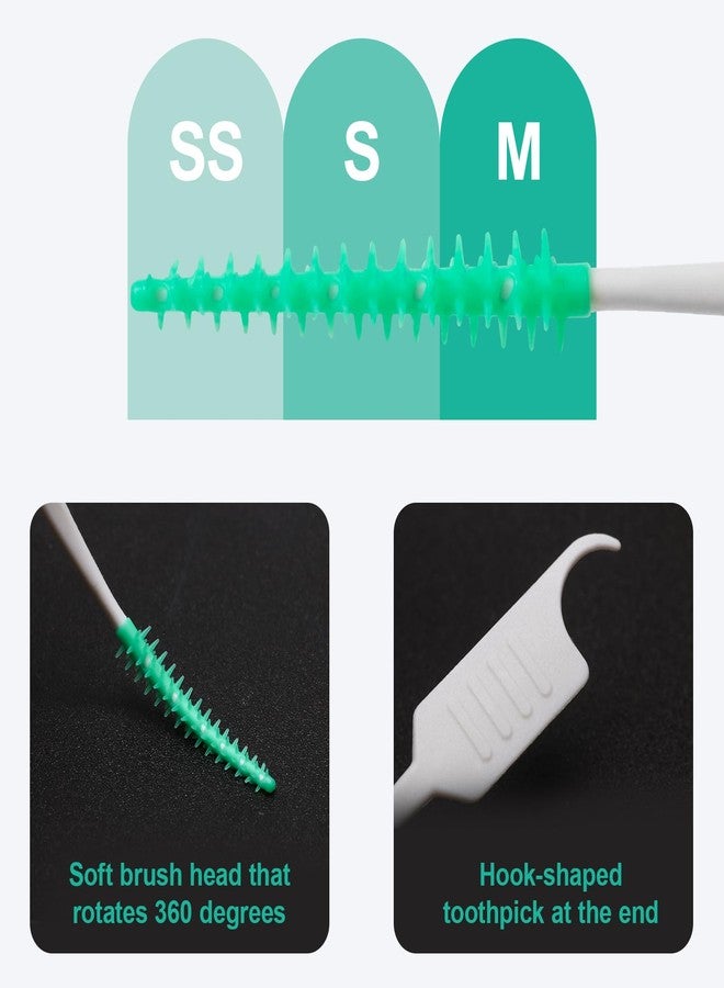 ACSKD 300PCS Dental Floss Picks,Dual-Use Interdental Brushes,Soft Silicone Brush Head Toothpicks, Tooth Picks Flossers for Teeth Braces Cleaning (Green - Image 3