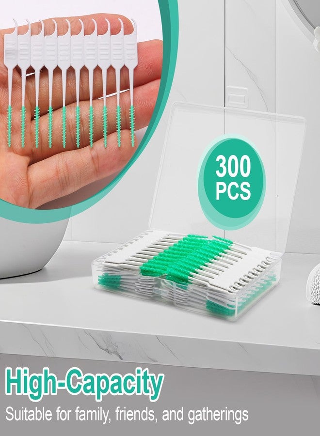 ACSKD 300PCS Dental Floss Picks,Dual-Use Interdental Brushes,Soft Silicone Brush Head Toothpicks, Tooth Picks Flossers for Teeth Braces Cleaning (Green - Image 5