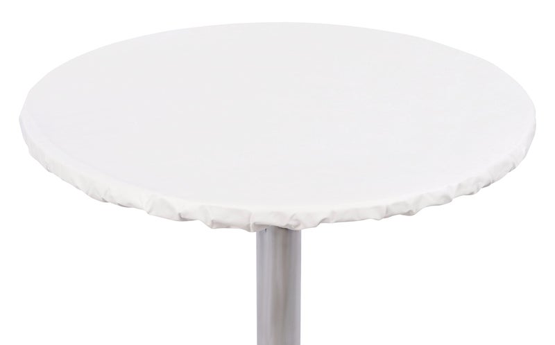 YOURTABLECLOTH Yourtablecloth Heavy Duty Vinyl Round Fitted Tablecloth Table Cover with Flannel Backing Vibrant Colors Elasticized Tablecloth Great for Indoor and Outdoor Dining and Playing Cards 60 White 