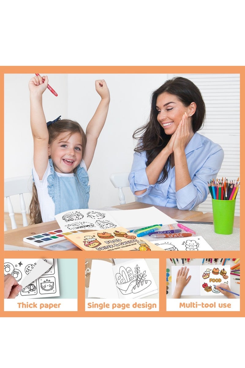 40 Pages of "Food, Drinks & Desserts" Coloring Book for Adult Relaxing and Kids Color Recognition, Great Gift for Holiday - Image 2