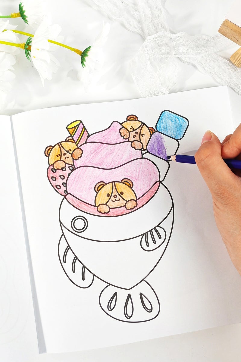 40 Pages of "Food, Drinks & Desserts" Coloring Book for Adult Relaxing and Kids Color Recognition, Great Gift for Holiday - Image 4