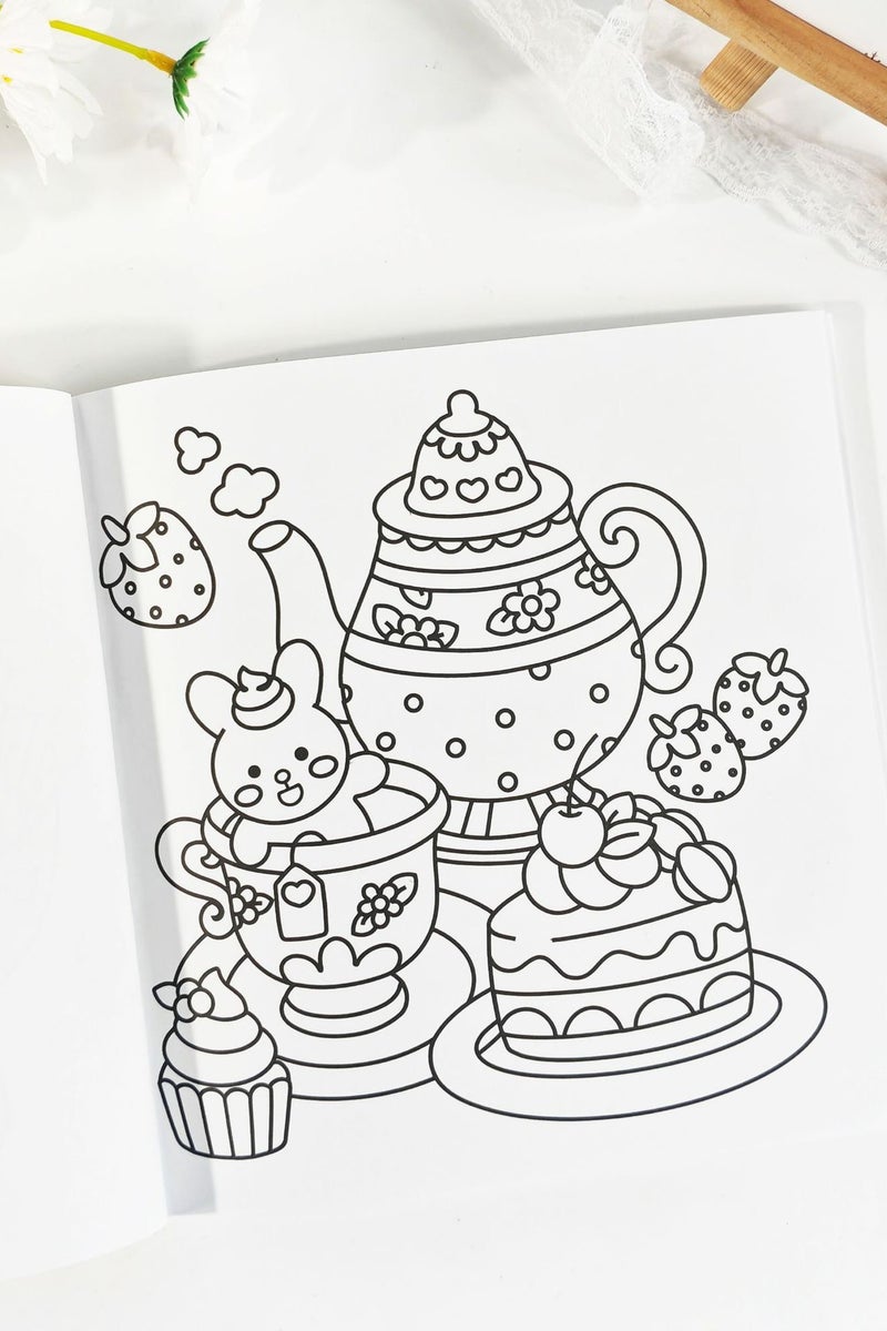 40 Pages of "Food, Drinks & Desserts" Coloring Book for Adult Relaxing and Kids Color Recognition, Great Gift for Holiday - Image 5