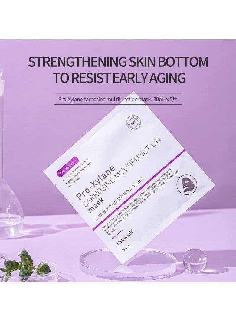DELEVENTH - DEleventh Korean Brand Pro-Xylane Factor Carnosine β-Alanine & L-Histidine Facial Mask 30ml×5pcs / Anti-Aging, Anti-Wrinkle, Reduce Fine Lines, Promote Collagen Synthesis, Repair Damaged Skin Cells - Image 1