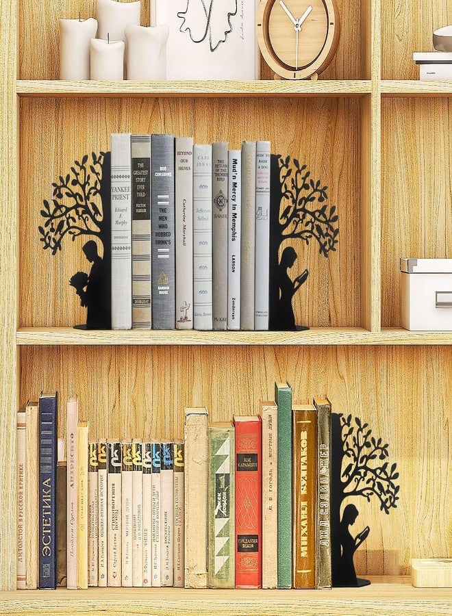 ENCIMART Tree of Life Bookends Decorative Couple Book Ends for Shelves, Black Metal Bookends for Heavy Books, Book Organizer for Desk Bookshelf Home Office Book Stopper Valentines Day Gifts for her - Image 4