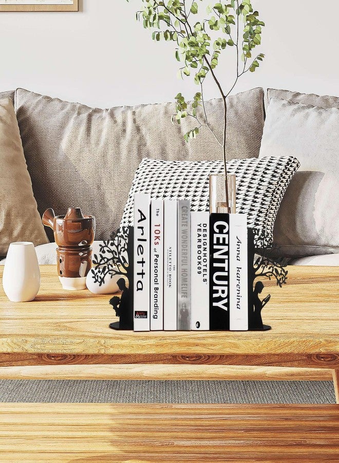ENCIMART Tree of Life Bookends Decorative Couple Book Ends for Shelves, Black Metal Bookends for Heavy Books, Book Organizer for Desk Bookshelf Home Office Book Stopper Valentines Day Gifts for her - Image 5