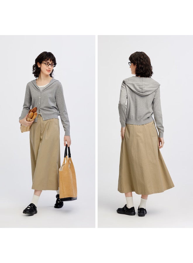 Semir Women's Brushed Cotton Long Skirt Autumn Solid Color A-line Skirt 101525120002 - Image 2
