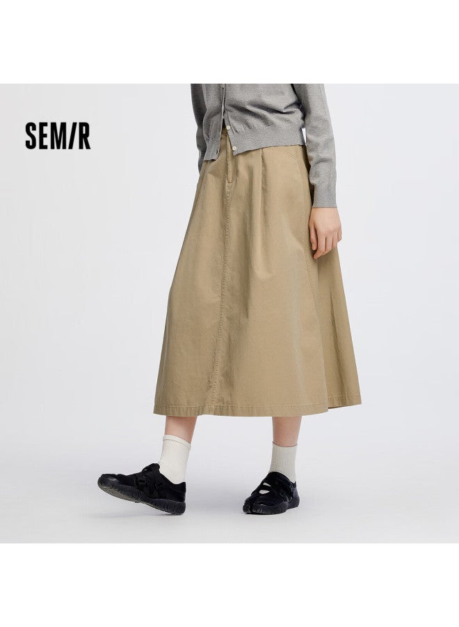 Semir Women's Brushed Cotton Long Skirt Autumn Solid Color A-line Skirt 101525120002 - Image 1