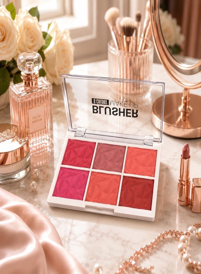 Color Blusher Makeup Palette for Women | Matte & Shimmer Shades | Long Lasting Blendable Face Blush Powder - Image 3