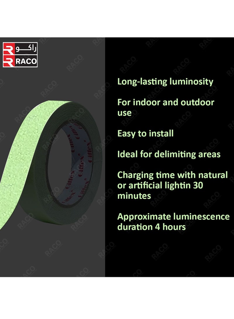 RACO Giffex Glow in the Dark Anti-Slip Tape – 25mm x 5 Yards Safety Grip Tape for Stairs, Ramps, Factories & Sports Grounds – Weatherproof, Strong Adhesive, Long-Lasting Fluorescence, Indoor & Outdoor  - Image 3