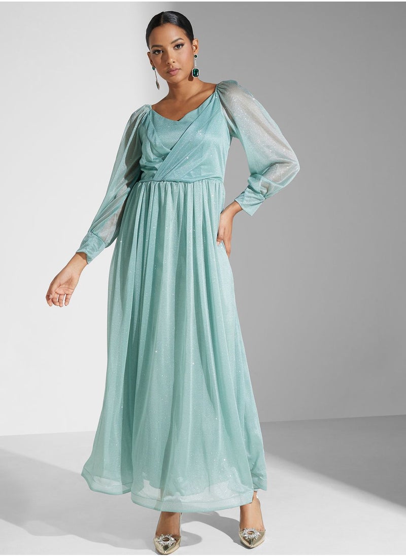 Khizana Ruched Detail Shimmer Dress  - Image 4