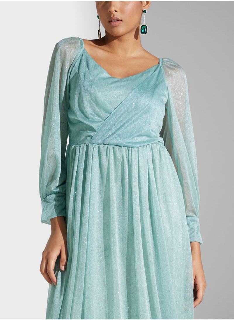 Khizana Ruched Detail Shimmer Dress  - Image 3