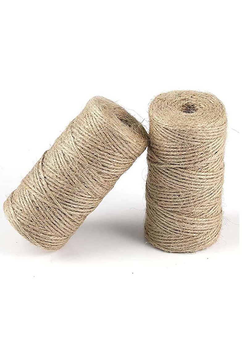 SYOSI Natural Jute Twine, 100 Meter /328 Feet 2mm Thick Jute String 3Ply Jute Rope, for Gift Box Packing, Floristry, Gifts, DIY Arts & Crafts, Decoration, Bundling, Garden and Recycling 2 Pack  - Image 1