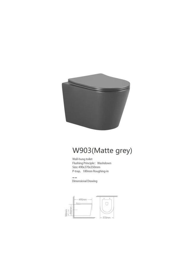 DANUBE HOME Milano Wall Hung Wc Pro Model W903 Matte Grey Rnd