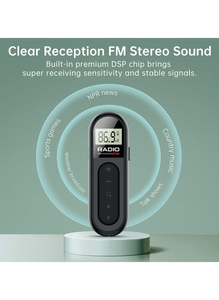 DAX STAR - FM Walkman Radio Portable Radio,LED Display FM Rechargeable Pocket Portable With Back Clip Automatic for Collar, Pocket - Image 1